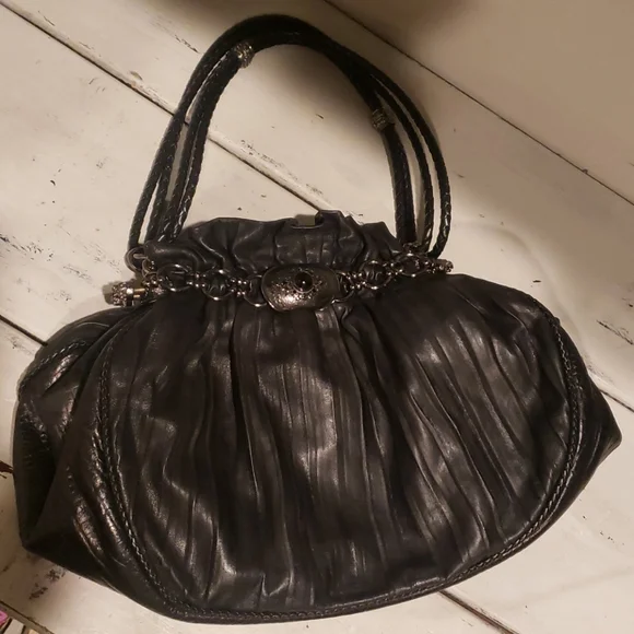 Larisa Barrera authentic black lambskin shoulder bag purse. - Picture 7 of 8